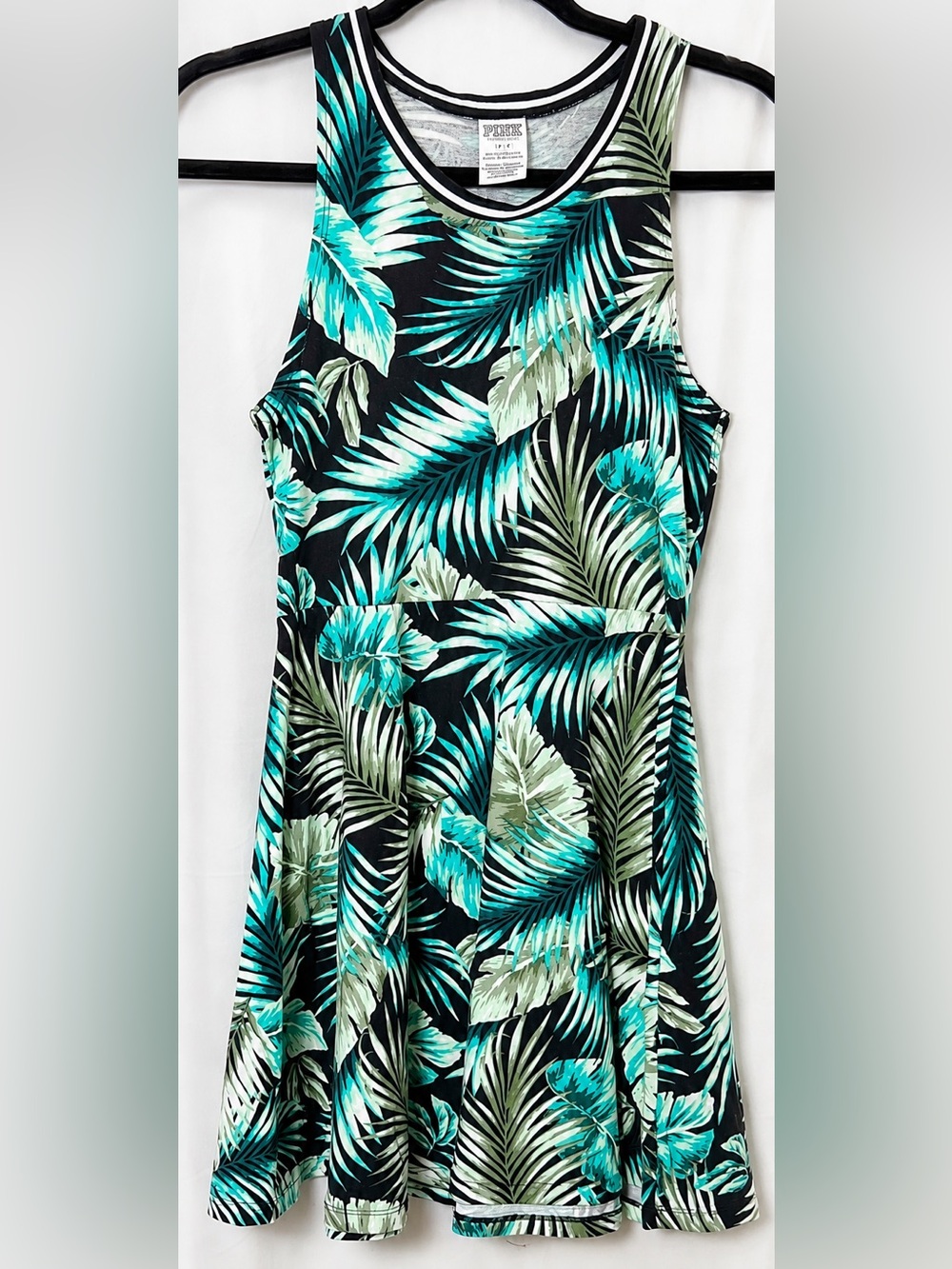 PINK Victoria's Secret Tropical Leaf Print Sleeveless Dress Size Small Petite